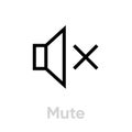 Mute sound music icon. Editable line vector. Royalty Free Stock Photo