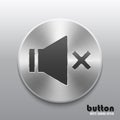 Mute sound speaker button with brushed metal texture Royalty Free Stock Photo