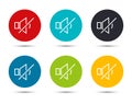 Mute speaker icon flat round button set illustration design Royalty Free Stock Photo