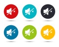 Mute speaker icon flat round button set illustration design Royalty Free Stock Photo