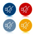 Mute speaker icon trendy flat round buttons set illustration design Royalty Free Stock Photo