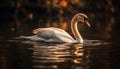 Mute swan glides gracefully on tranquil water, reflecting natural beauty generated by AI Royalty Free Stock Photo