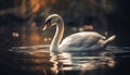 Mute swan glides on tranquil pond water generated by AI Royalty Free Stock Photo