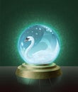 Mute swan inside the crystal ball Royalty Free Stock Photo