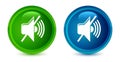 Mute volume icon artistic shiny glossy blue and green round button set Royalty Free Stock Photo