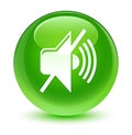 Mute volume icon glassy green round button Royalty Free Stock Photo