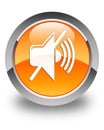 Mute volume icon glossy orange round button