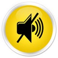 Mute volume icon premium yellow round button Royalty Free Stock Photo