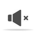 Mute volume speaker icon. Loudspeaker as megaphone. Media icon for player. Audio or video icon with no sound. Vector EPS 10