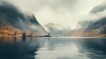 Muted Colorscape Mastery: Enchanting Fog Over Mountainous Lake