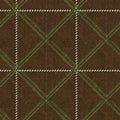 Muted green winter woven plaid texture. Seamless woolen scottish style plaid fabric cloth. Rustic classic checkered