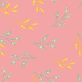 A muted, minimalist pink print with delicate twigs. Simple seamless patterns for wallpapers, packaging designs and more Royalty Free Stock Photo