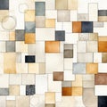 Muted Organic Watercolor Pattern With Minimalist Squares