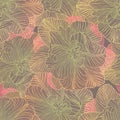 Muted pink-green gradient seamless stylized floral pattern. Blooming flowers of tulips art. Beautiful organic background for gift Royalty Free Stock Photo