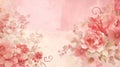 Muted pink vintage retro scrapbooking paper background with retro flower bouquets