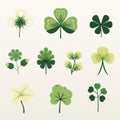 Muted Shamrock Leaf Vector: Minimalist Compositions With Ethereal Trees And Delicate Flowers