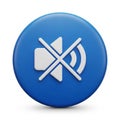 Muted Speaker Icon with White Speaker Symbol and Diagonal Slash on Blue Circle Isolated on White Background Royalty Free Stock Photo