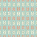 Muted Vintage Leaf Stripes Teal Cream and Orange