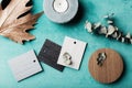 Muted wood and laminte swatches flat lay Royalty Free Stock Photo