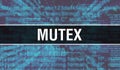 Mutex with Digital java code text. Mutex and Computer software coding vector concept. Programming coding script java, digital Royalty Free Stock Photo