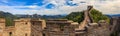 MutianyuPanoramic view of the Great Wall of China and tourists walking on the wall in the Mutianyu Royalty Free Stock Photo