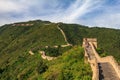 Unidentified tourists walking on the Great Wall of China, in the Mutianyu village, one of