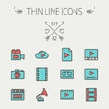 Mutimedia thin line icon set