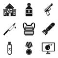 Mutiny icons set, simple style Royalty Free Stock Photo