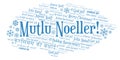 Mutlu Noeller word cloud - Merry Christmas on Turkish language and other different languages