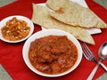 Mutton bhuna gosht, butter naan, double ka meetha Royalty Free Stock Photo