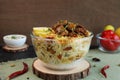 Mutton biryani Chicken biryani Spicy Indian Malabar biryani Hyderabadi biryani Royalty Free Stock Photo