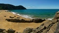 Mutton Cove looking north toward Separation Point in Abel Tasman National Park, New Zealand Royalty Free Stock Photo