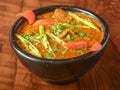 Mutton handi or Lamb curry, spicy and delicious dish served over a rustic wooden background, selective focus Royalty Free Stock Photo