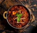 Mutton Sukka karahi served in a dish isolated on dark background top view Royalty Free Stock Photo