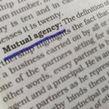 mutual agency financial words displaying on underline text from