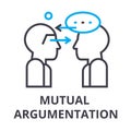 Mutual argumentation thin line icon, sign, symbol, illustation, linear concept, vector Royalty Free Stock Photo