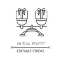 Mutual benefit pixel perfect linear icon. Thin line customizable illustration. Equality in relationship. Interpersonal