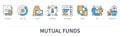 Mutual funds concept with icons in minimal flat line style