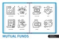 Mutual funds infographics linear icons collection