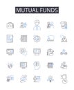 mutual funds line icons collection. Equity funds, Bond funds, Growth funds, Income funds, Index funds, Asset classes