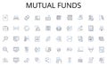 mutual funds line icons collection. Joyful, Cheerful, Blissful, Ecstatic, Delighted, Content, Gratified vector and Royalty Free Stock Photo