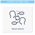 Mutual relations line icon. Editable