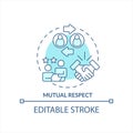 Mutual respect in workplace turquoise concept icon