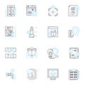 Mutual Support linear icons set. Encouragement, Empathy, Unity, Solidarity, Friendship, Companionship, Trust line vector