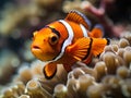 The mutually beneficial connection between clownfish and sea anemones Royalty Free Stock Photo