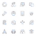 Mutually beneficial line icons collection. Synergistic, Win-win, Collaborative, Reciprocal, Profitable, Mutual