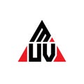 MUV triangle letter logo design with triangle shape. MUV triangle logo design monogram. MUV triangle vector logo template with red