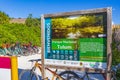 Tulum National Park information entrance welcome sing board in Mexico