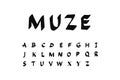 Muze hand drawn vector illustration font alphabet Royalty Free Stock Photo