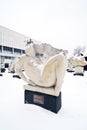 Muzeon sculpture park in Moscow in winter. Royalty Free Stock Photo